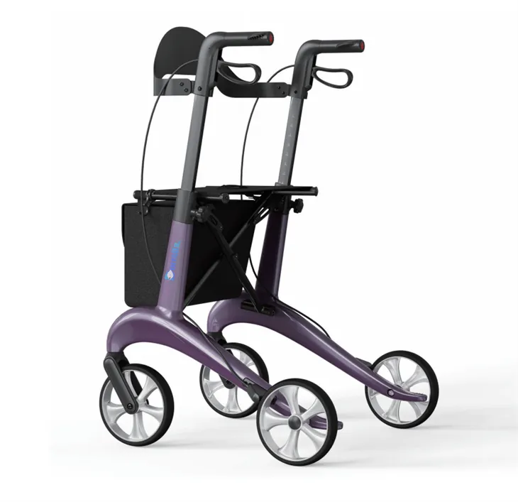 Walker Rollator tal-fibra tal-karbonju bis-sedil